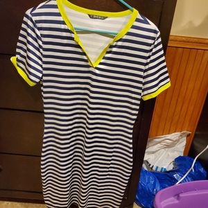 Navy white striped t shirt dress